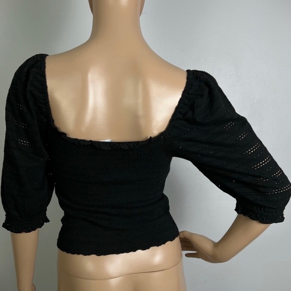 NEW SAMSØE SAMSØE BLACK SMOCKED TOP - Picture 7 of 9